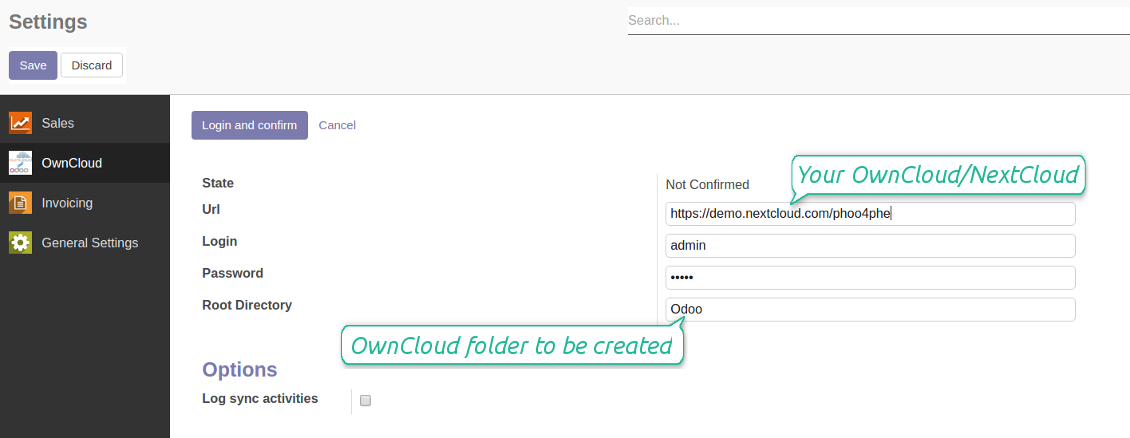 OwnCloud / NextCloud settings
