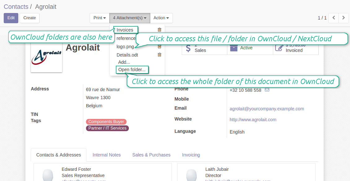 Integrate Odoo and OwnCloud / NextCloud