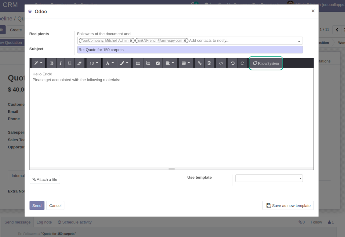Odoo messaging knowledge use