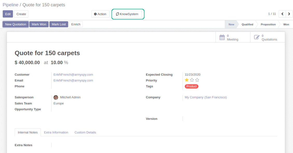 Odoo object quick articles search