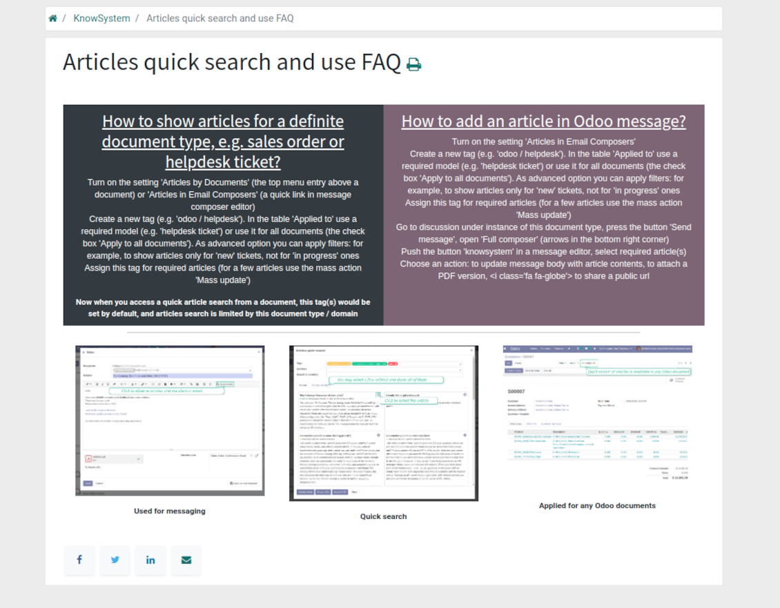 Article portal/website view