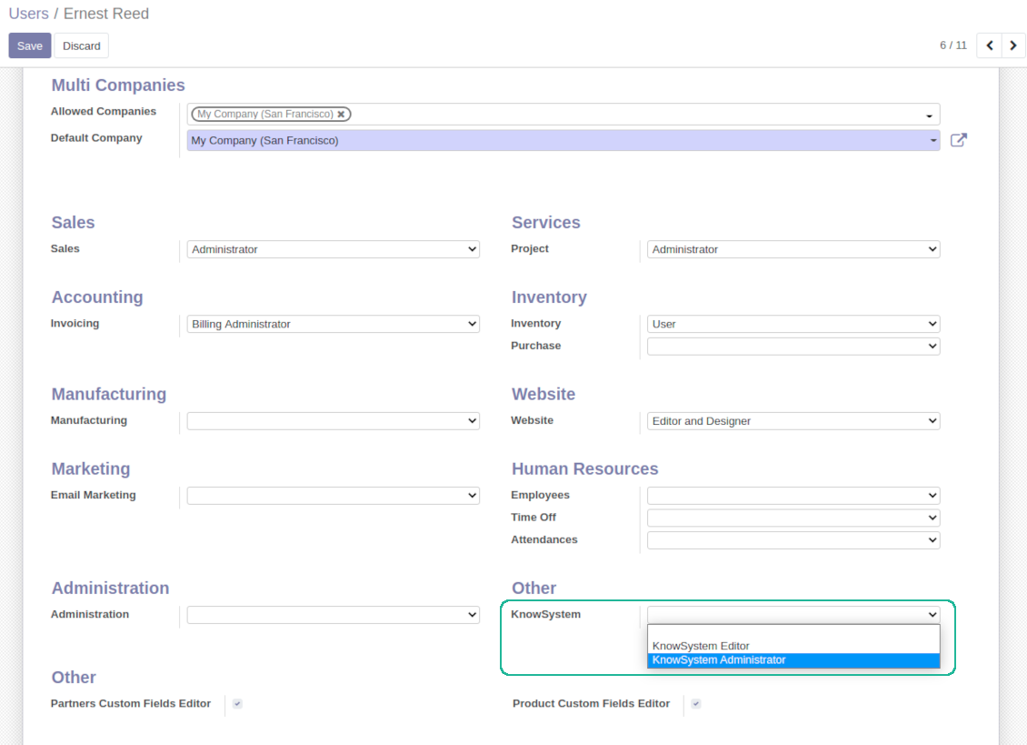 KMS user rights settings