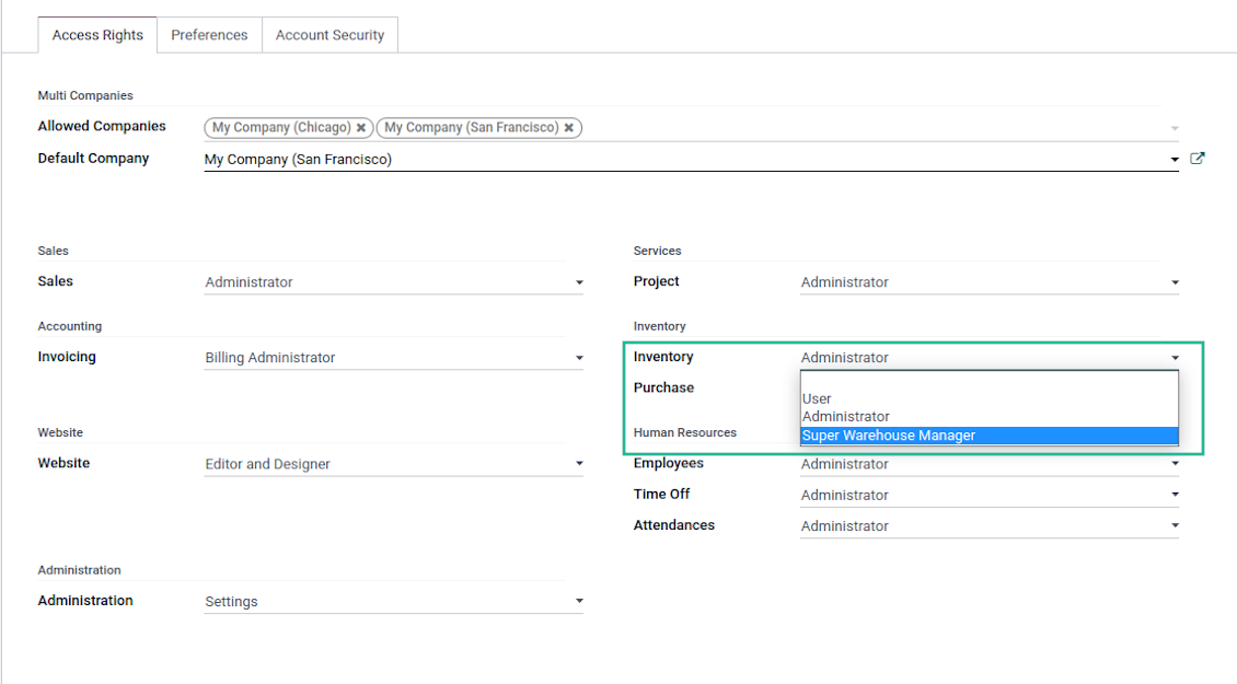 Odoo super warehouse manager
