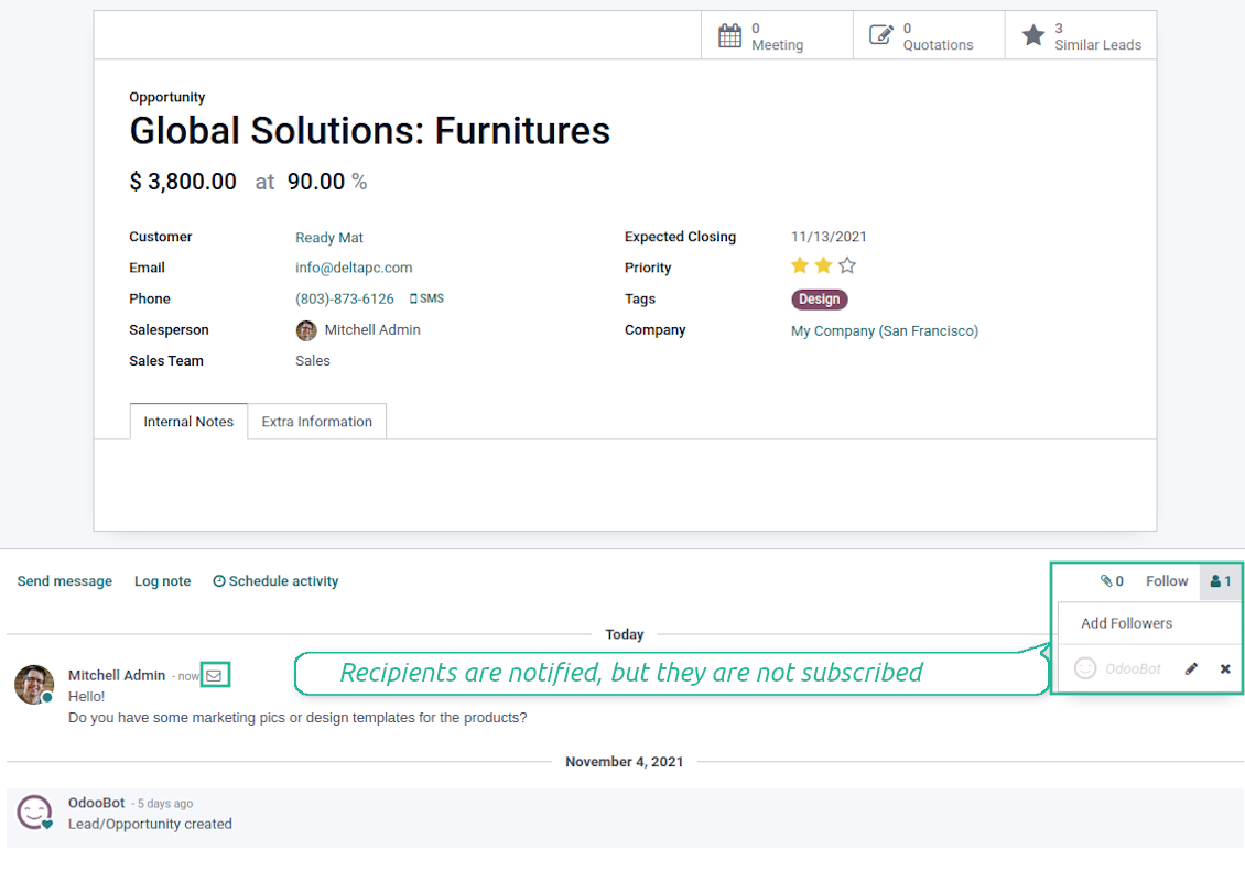 Do not add recipients as followers automatically