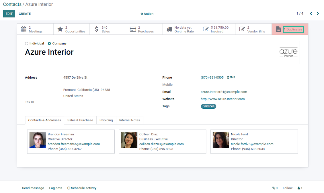 Odoo search customers duplicates