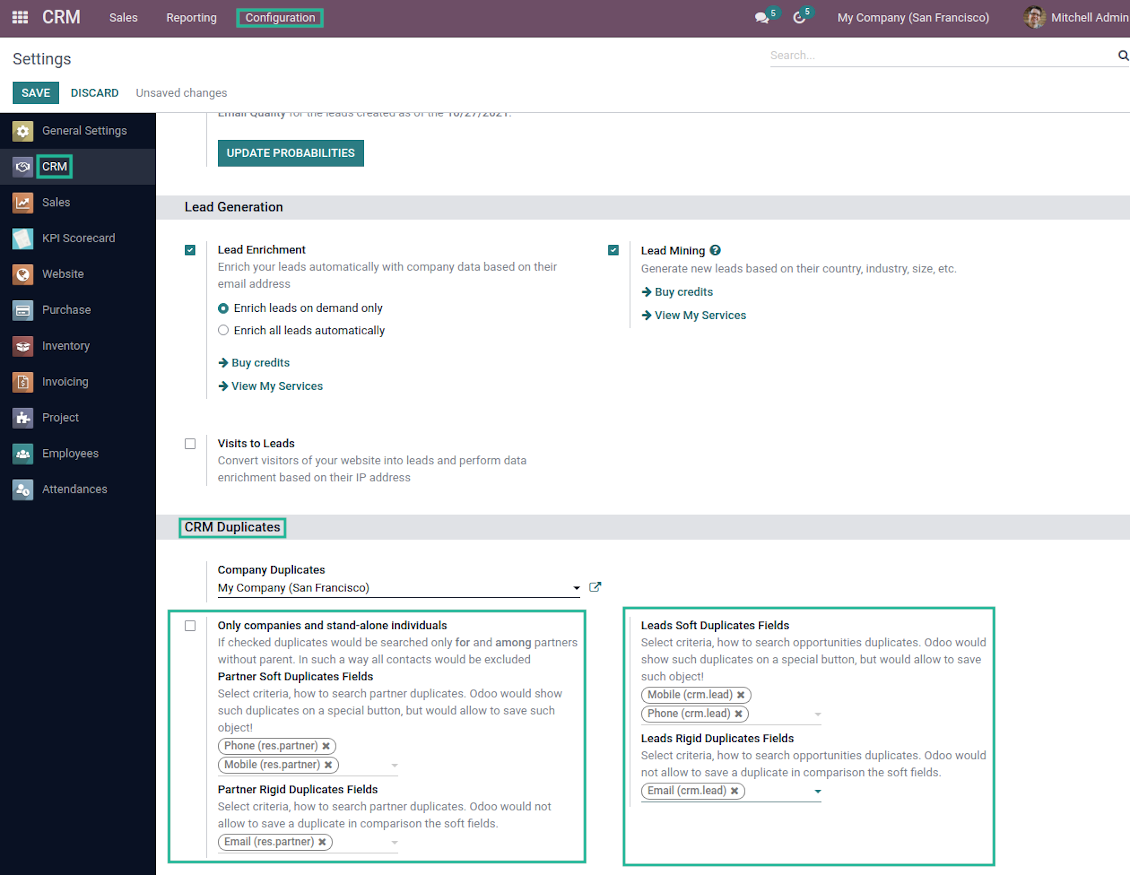 Odoo configure soft and rigid criteria to search duplicates