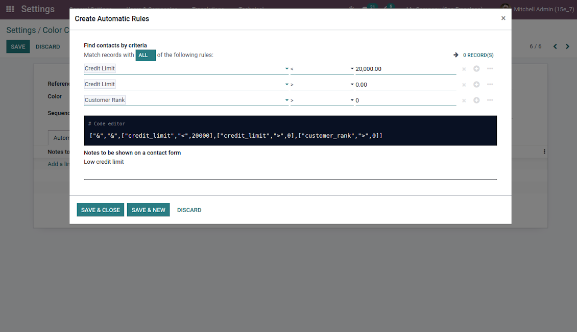 Multiple criteria in rules