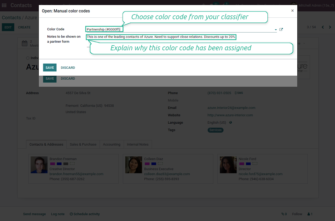 Color code partner notes