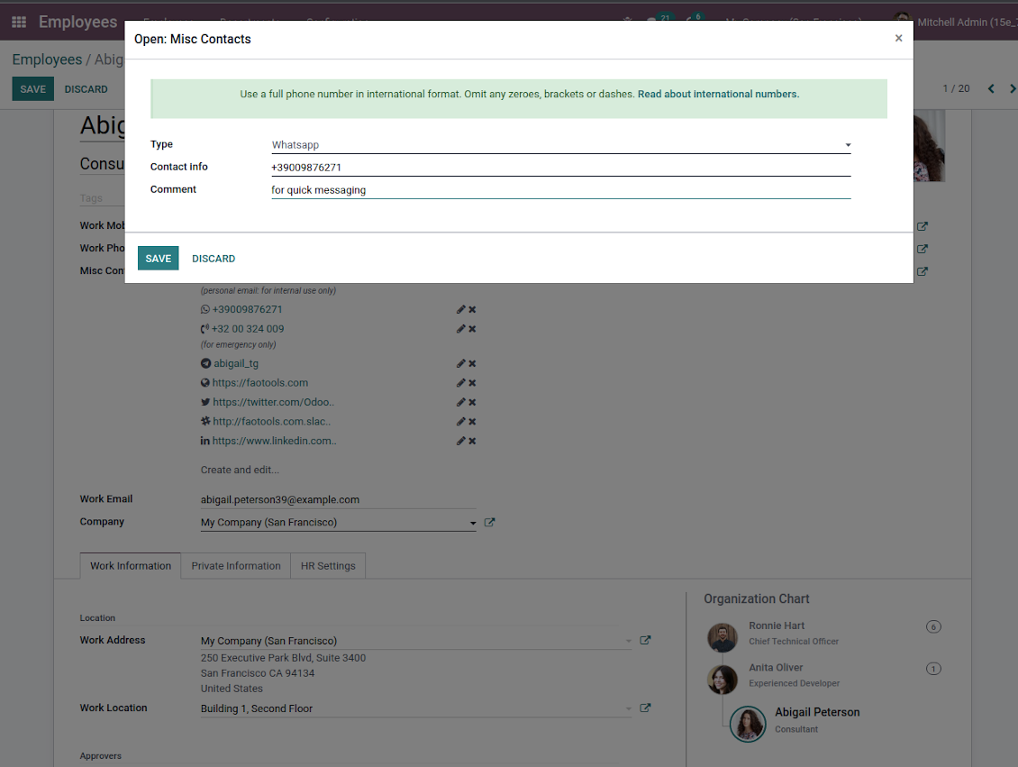 HR contact record create and edit