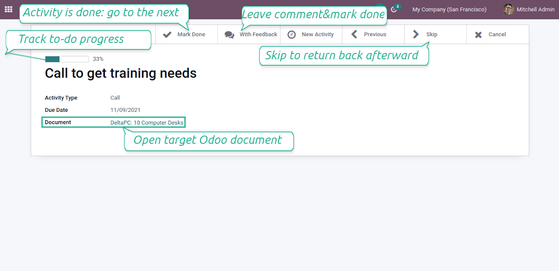 To-do activities interface