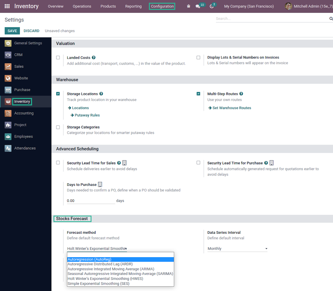 Default values to generate a report