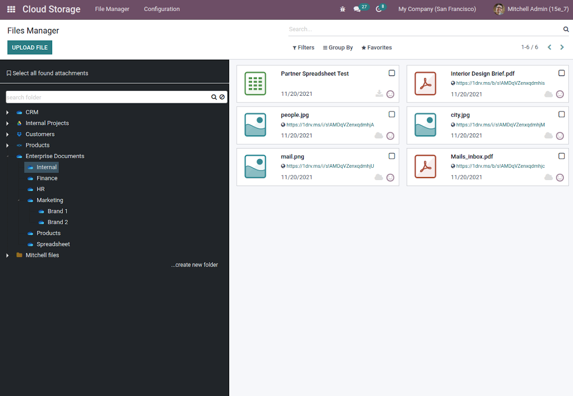 Enterprise Odoo Workspaces as folders