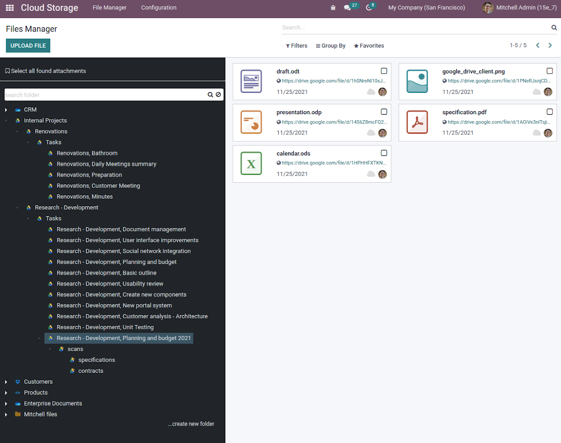 Sync Odoo folders to Google Drive