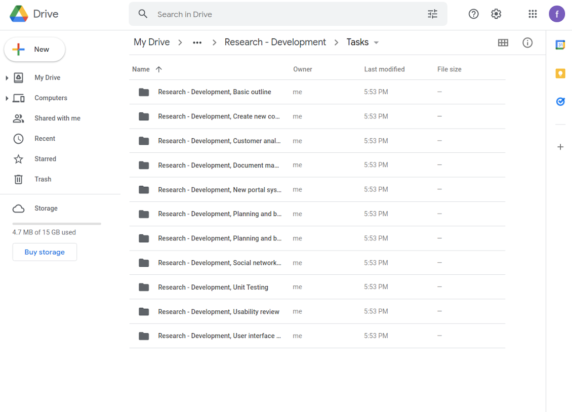 Document-related folder in Google Drive