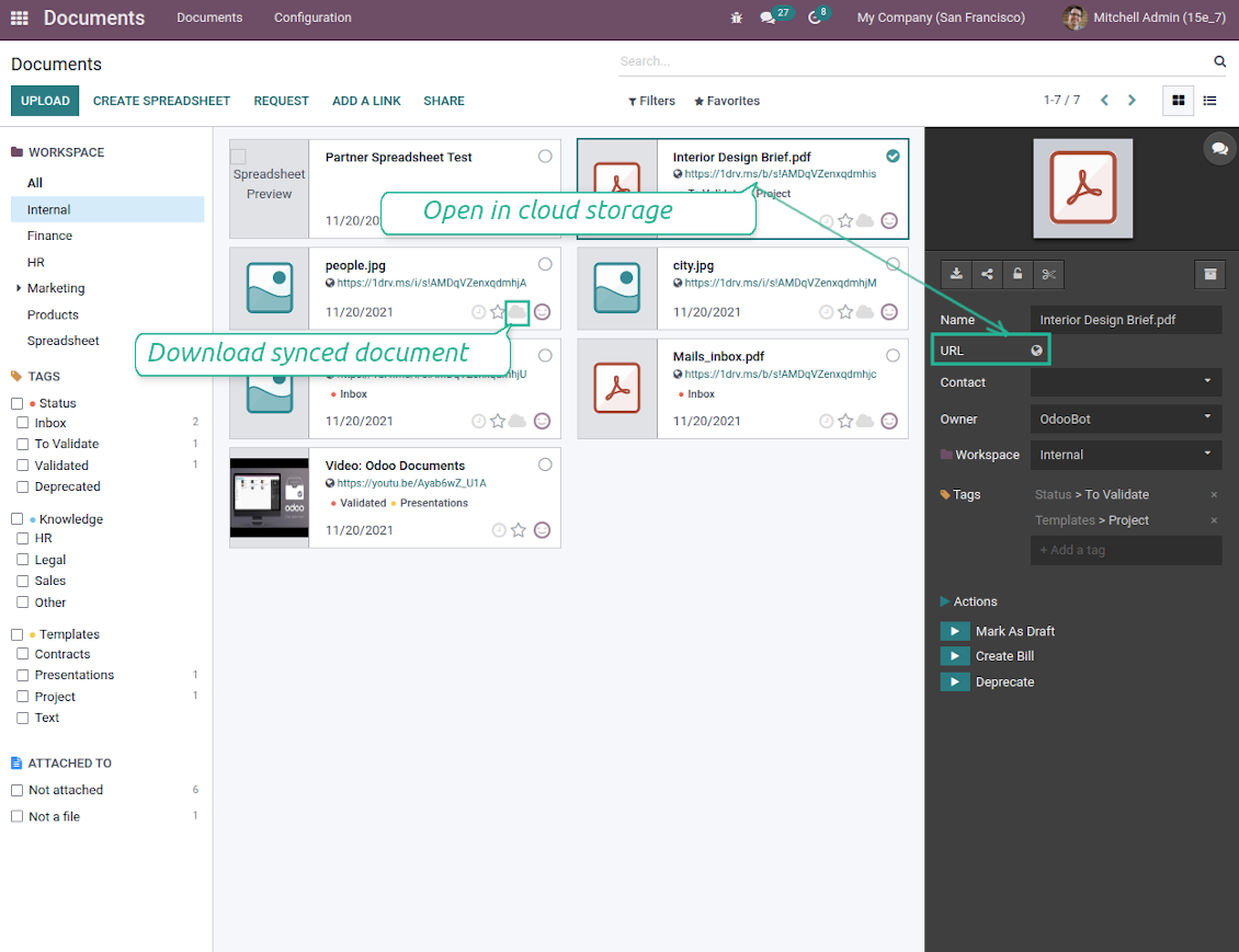 Cloud sync of Odoo workspace