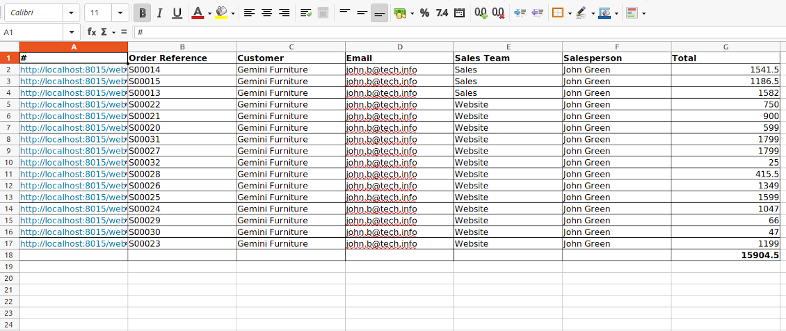 Xlsx table attached to a reminder