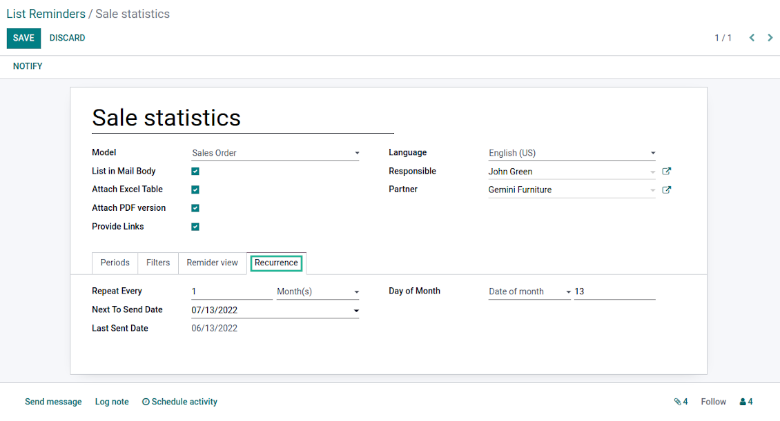 Odoo monthly report