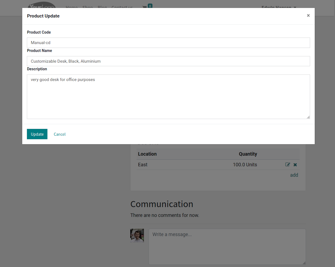 Suppliers products' update through portal
