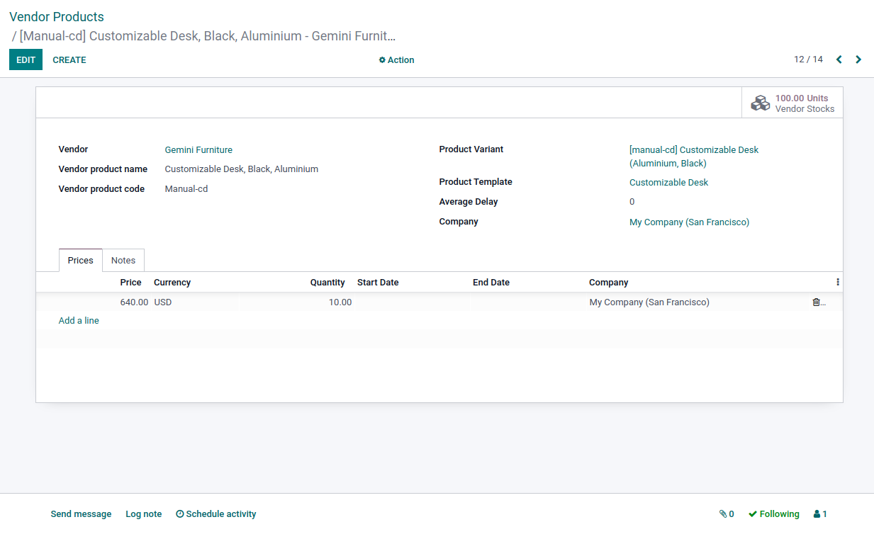 Supplier product in Odoo