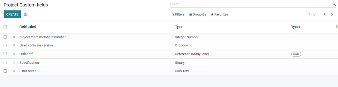 Customize properties of Odoo projects