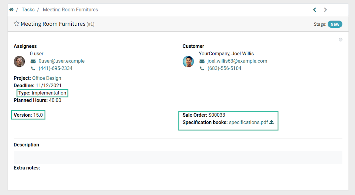 Tasks' custom fields in portal