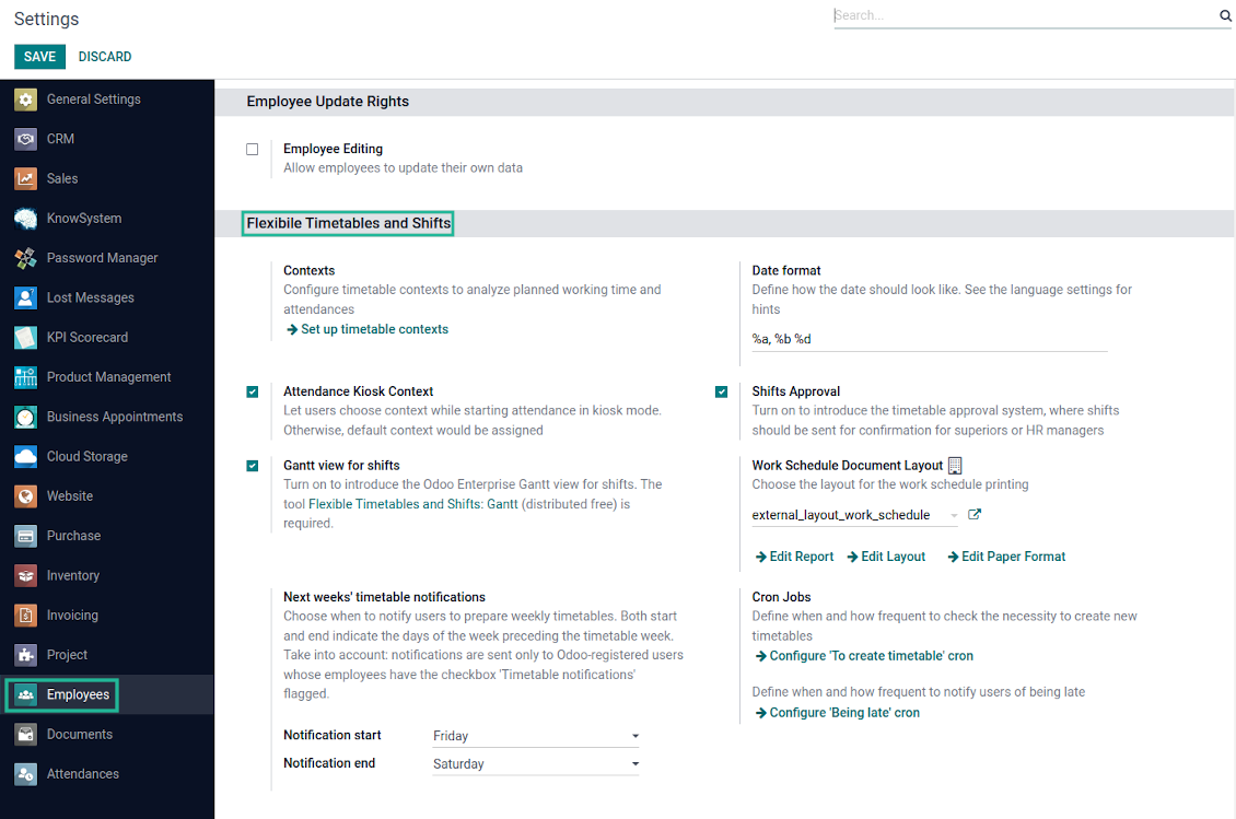 Odoo HR settings