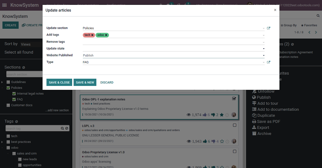 Update KMS articles in batch