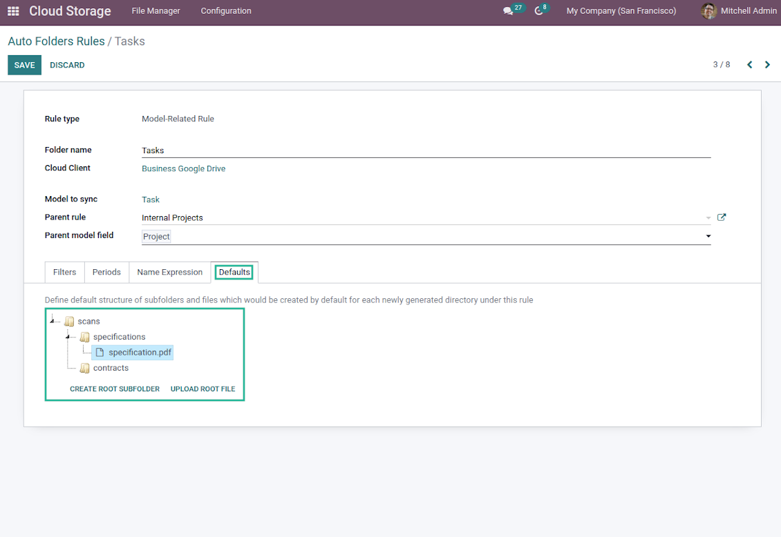 Automatic generation of subfolders tree