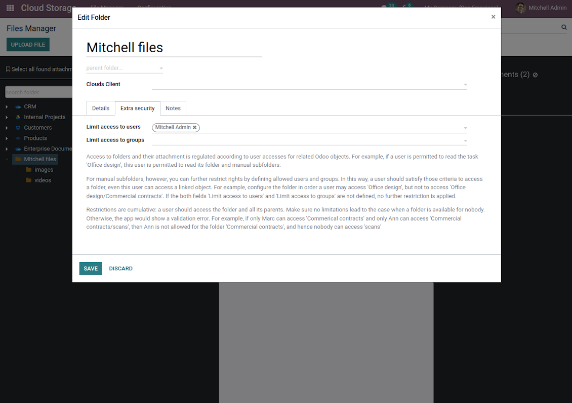 Folders security groups and users