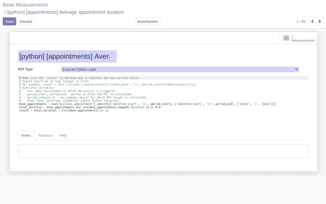 Python code basic measurement
