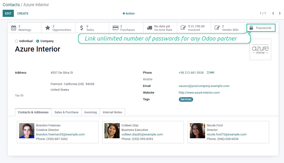 Odoo partners passwords