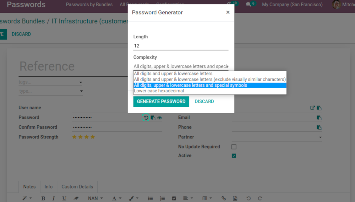 Password auto creation wizard