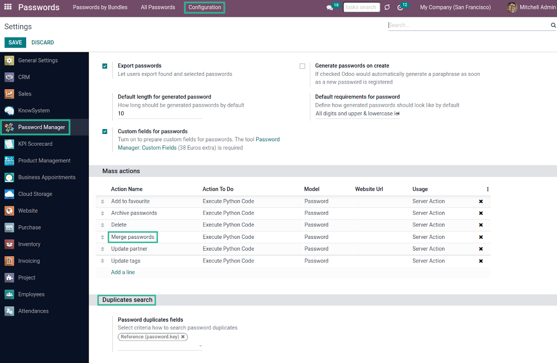 Odoo passwords duplicate fields