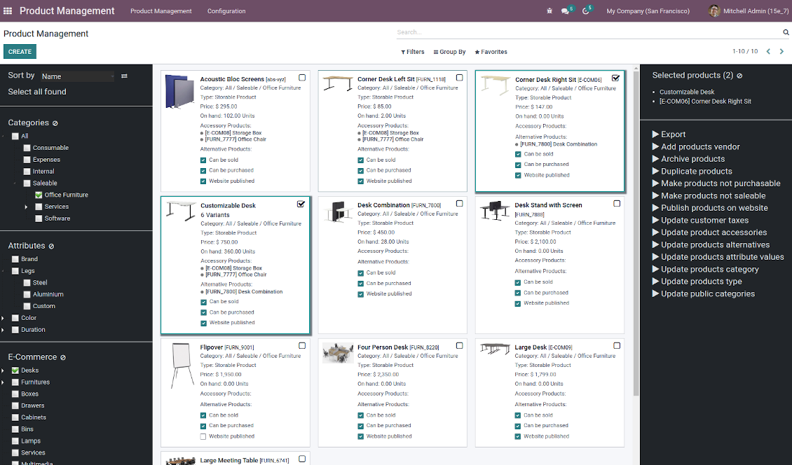 Product management interface overview
