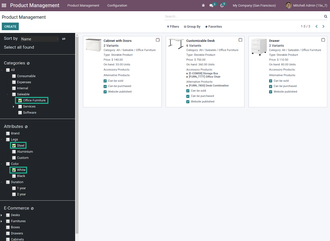Odoo product management: search and bulk update