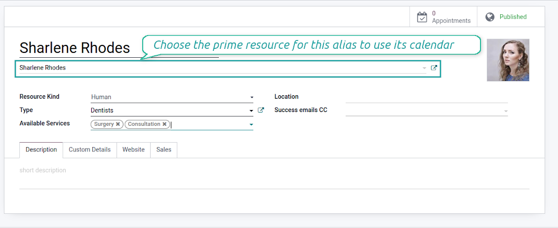 Appointment resource aliases