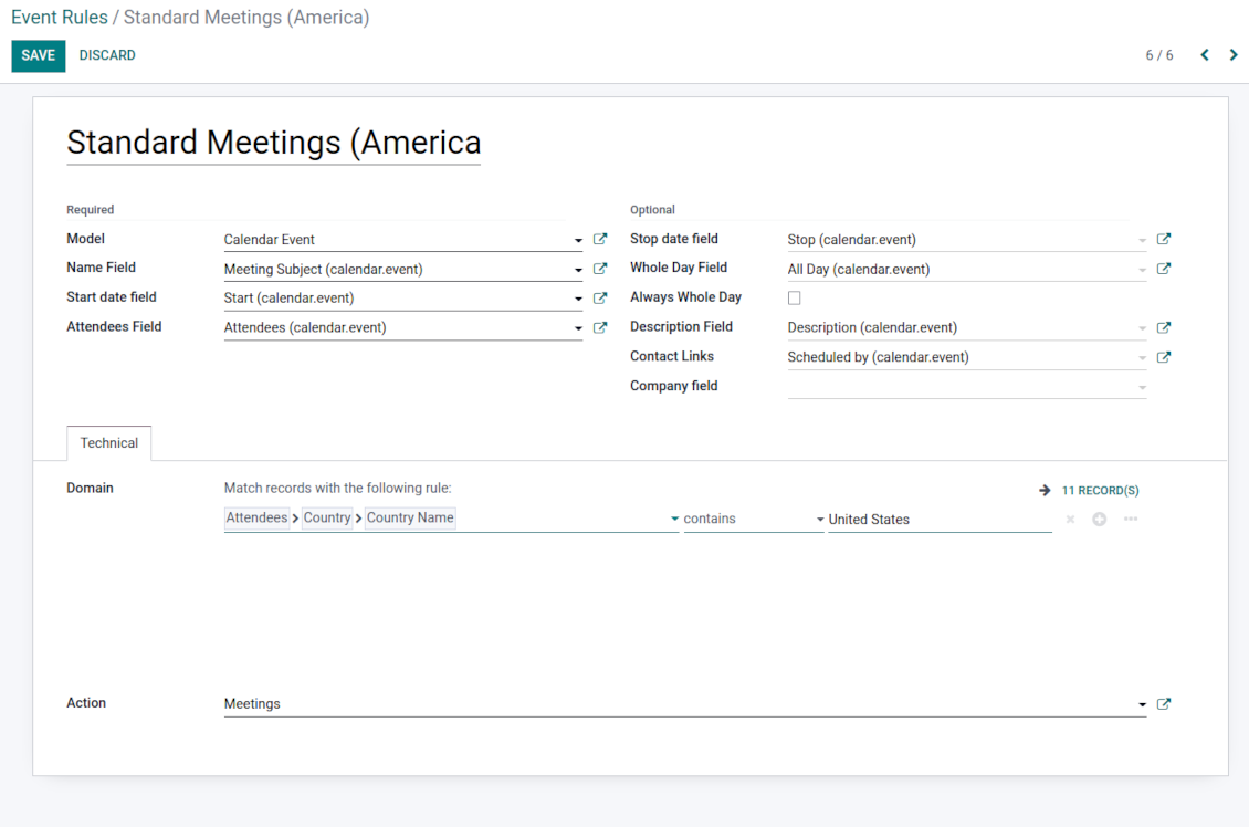 Odoo events joint calendar
