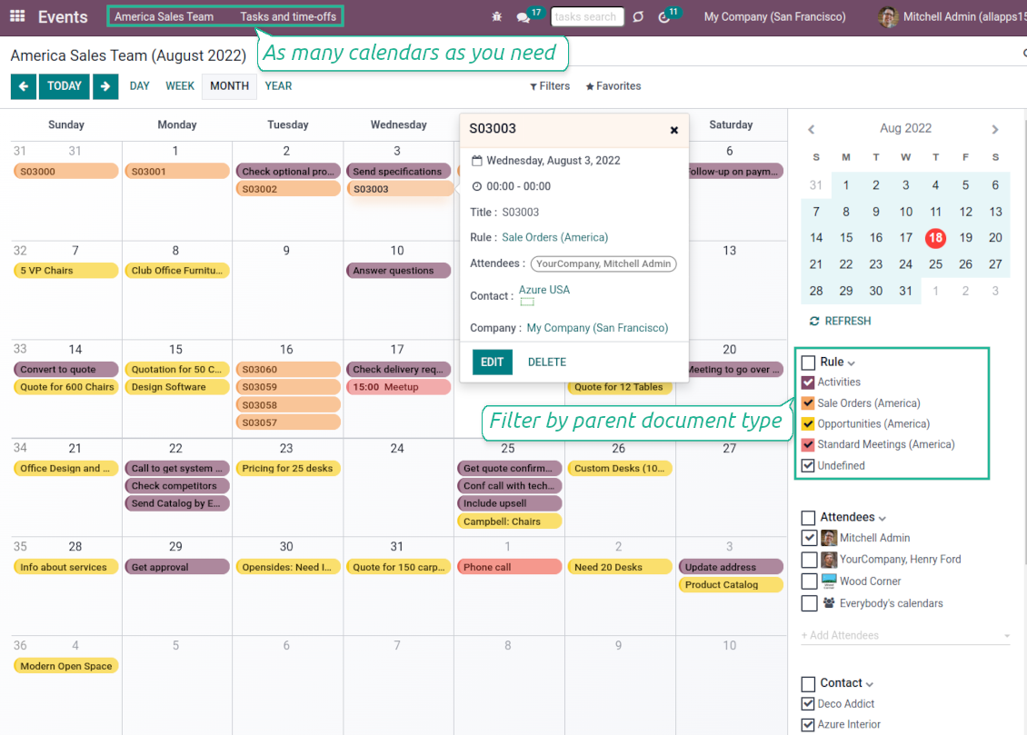 Odoo super calendar events