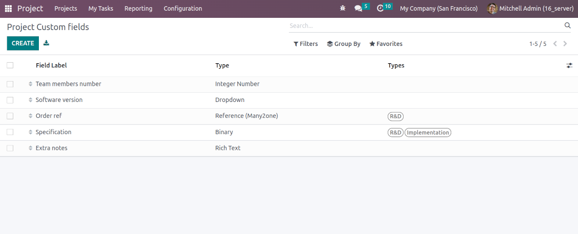 Customize inputs of Odoo projects