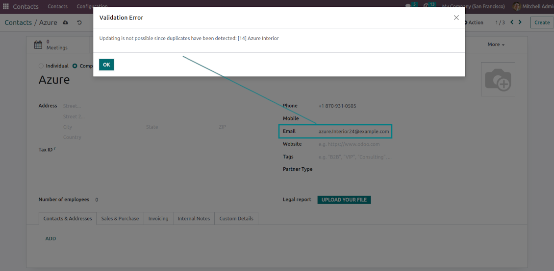 Odoo contact rigid duplicates