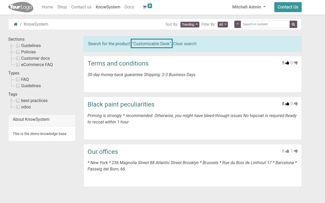 KnowSystem eCommerce: portal view