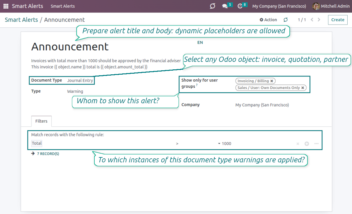 Invoices alerts