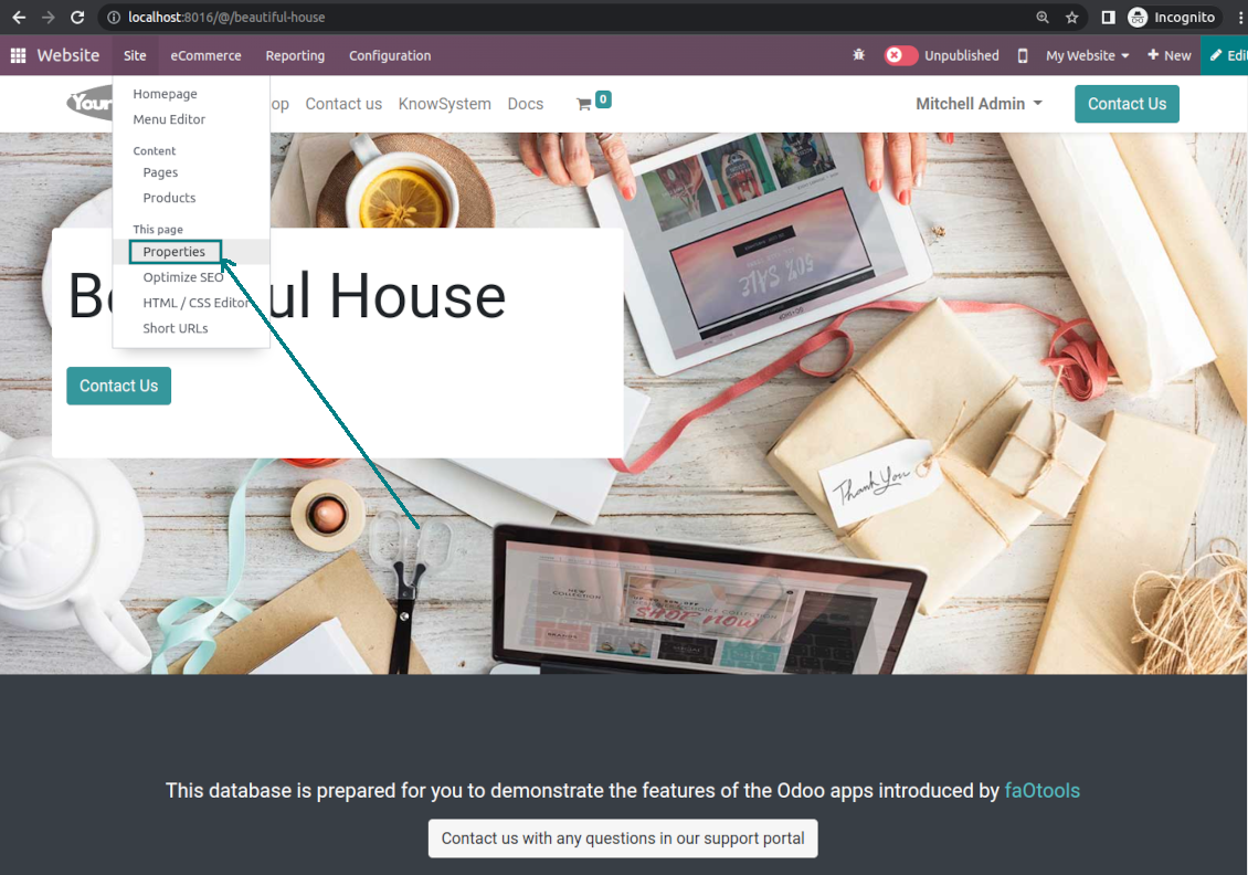 Page properties: URL translations