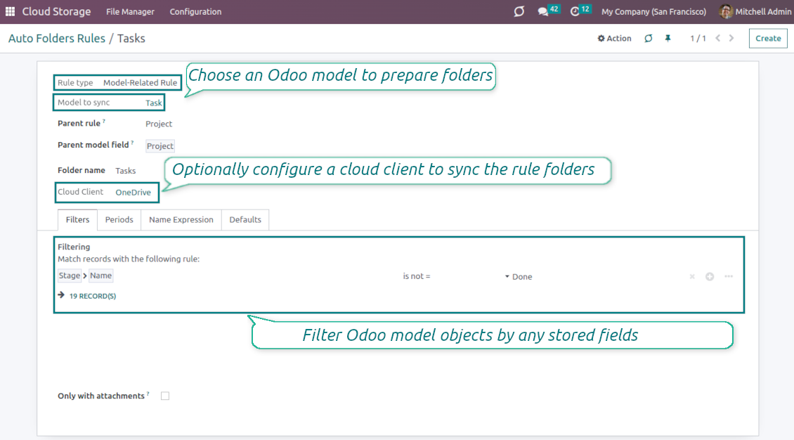 Configure to design folders based on Odoo objects