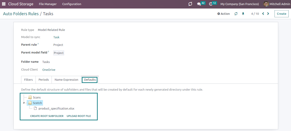 Automatic generation of subfolders' tree