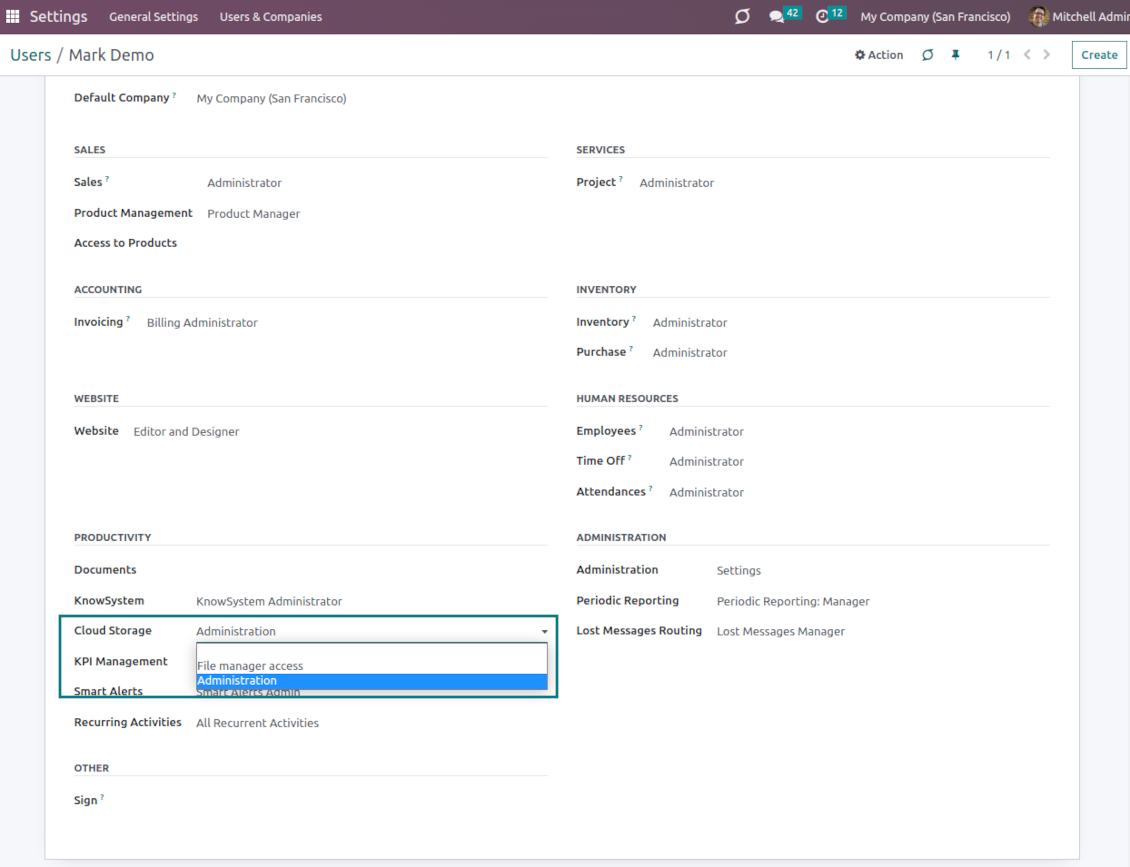 Odoo attachments: user access levels