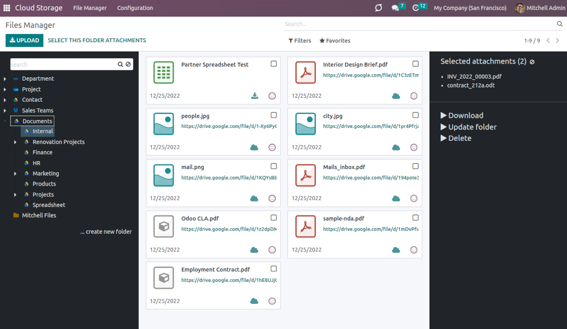 Enterprise Odoo Workspaces as DMS folders