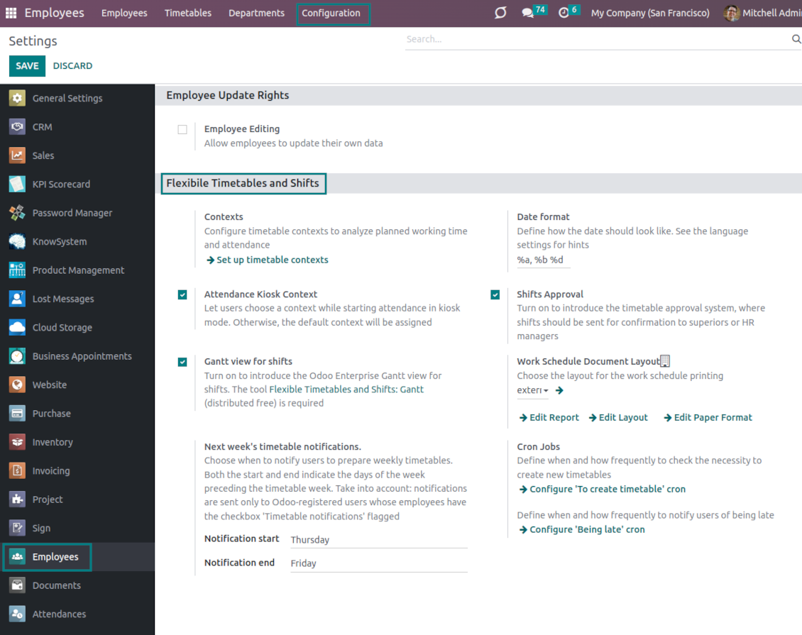 Odoo HR settings