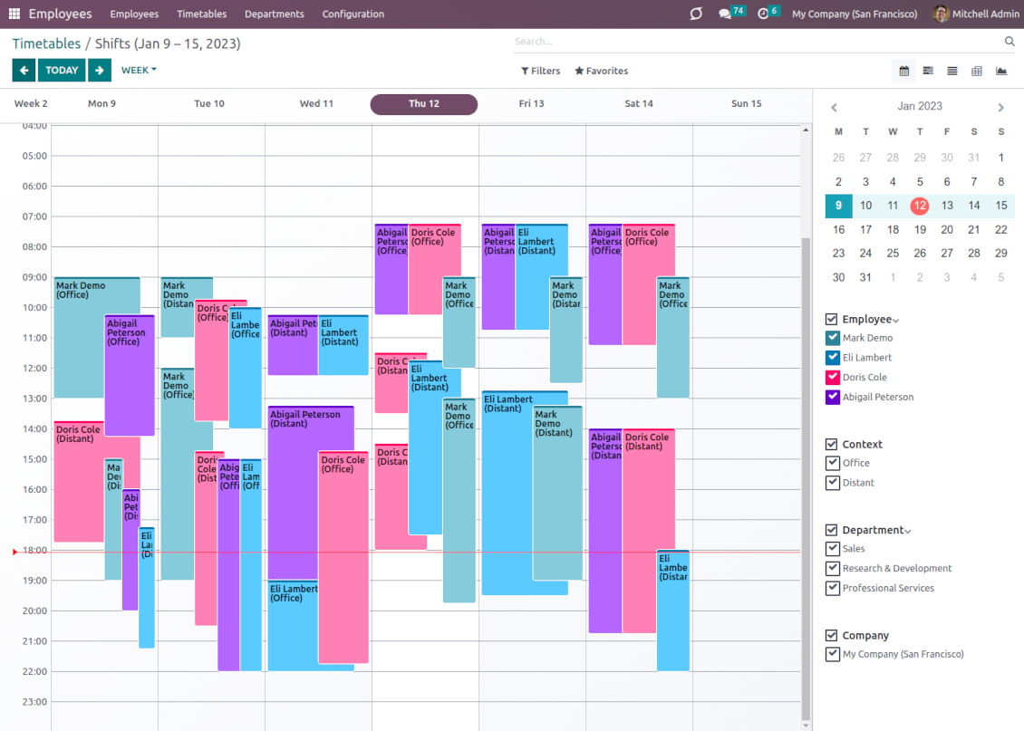 Odoo shift calendar