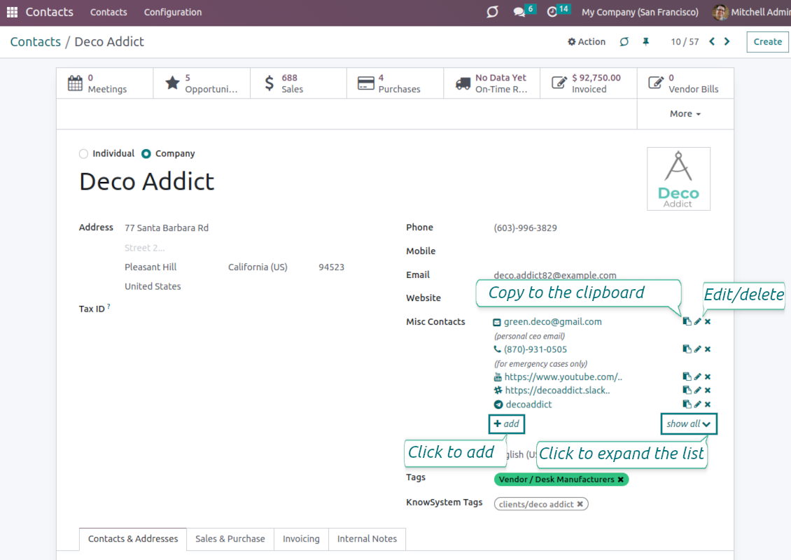 Odoo full partner details widget